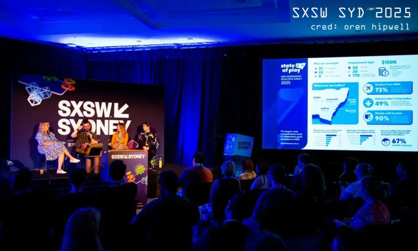 Emre on the State of Play panel at SXSW Sydney
